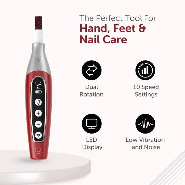 Alt view image 4 of 7 - Pro Professional Manicure Pedicure Kit, Cordless Electric Nail File Drill Set, Thick Toenail Grinder, Toe Nail Dremel Tools, Filer, Buffer, Sander, Remove Cuticles, Callus for Women & Men