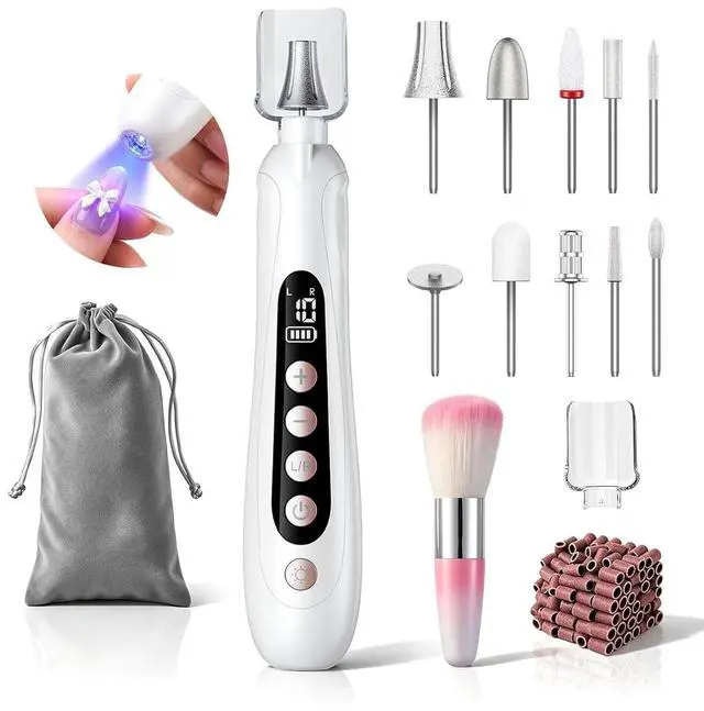Main image of Electric Nail File, Cordless Toe Nail Grinder for Thick Toenails & Callus, Rechargeable Nail Drill for Manicure and Pedicure with LCD & Lamp, Gifts for Women Men Seniors
