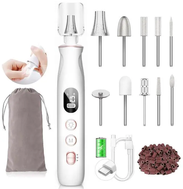 Main image of Electric Nail Drill,20,000 RPM Cordless Nail File Kit,White