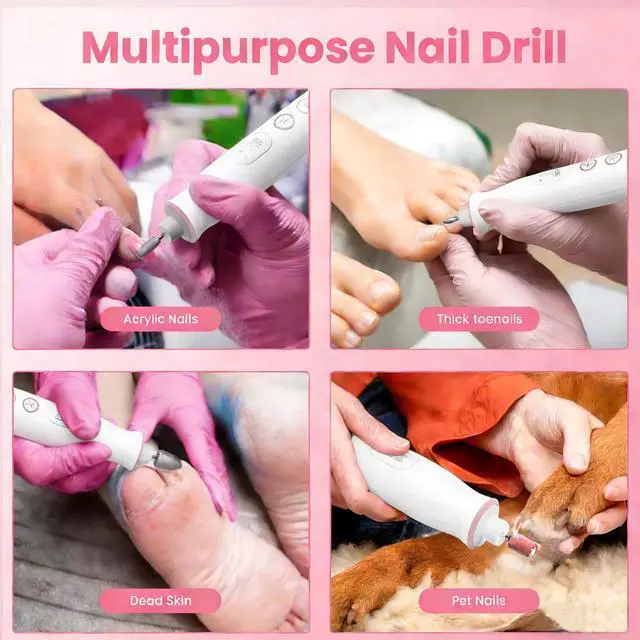 Alt view image 7 of 7 - Electric Nail Drill,20,000 RPM Cordless Nail File Kit,White