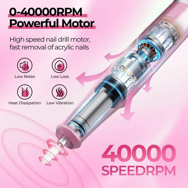 Alt view image 2 of 6 - 40000RPM Professional Nail Drill E-File for Gel Polish Removal