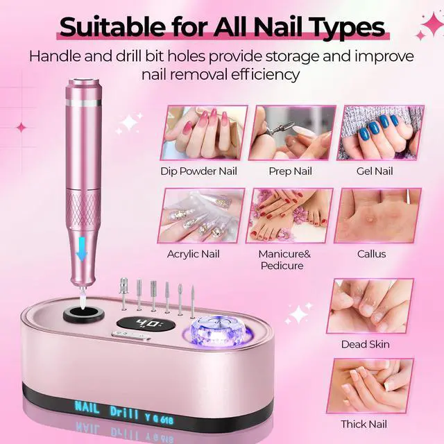 Alt view image 5 of 6 - 40000RPM Professional Nail Drill E-File for Gel Polish Removal