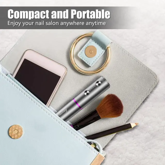 Alt view image 5 of 6 - Electric Nail Drill Machine Professional, Rechargeable Cordless Nail File with Bits Kit for Acrylic Gel Dip Nails, Efile Manicure and Pedicure Kit for Home Salon Grinding Polishing Removing, Gray