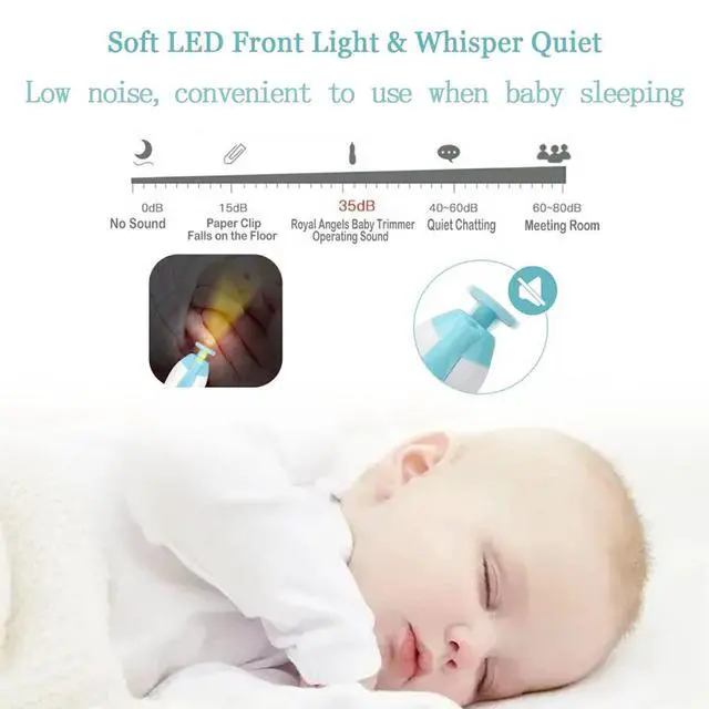 Alt view image 2 of 7 - Baby Nail File Clippers Electric: Baby Nail Trimmer Electric Kit Fingernails Toes Care Manicure 6-in-1 Set with LED Light Safe for Newborn Kids and Adult