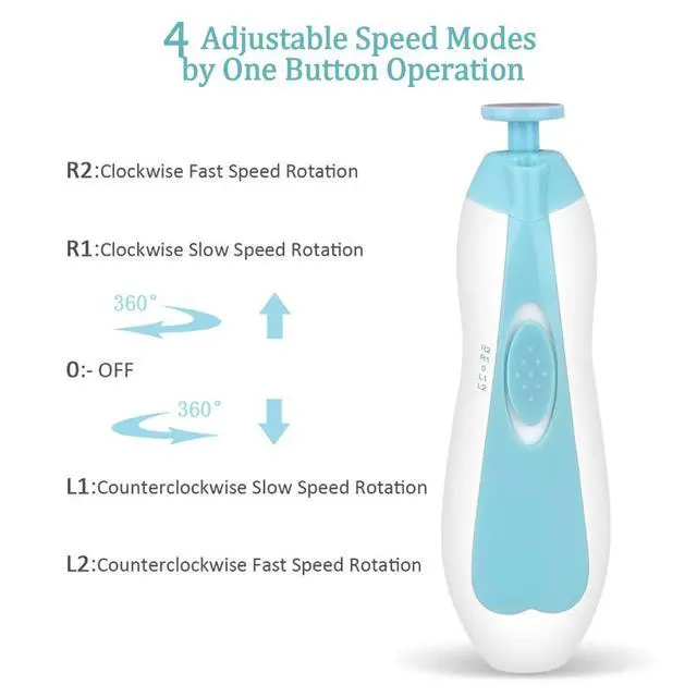 Alt view image 3 of 7 - Baby Nail File Clippers Electric: Baby Nail Trimmer Electric Kit Fingernails Toes Care Manicure 6-in-1 Set with LED Light Safe for Newborn Kids and Adult