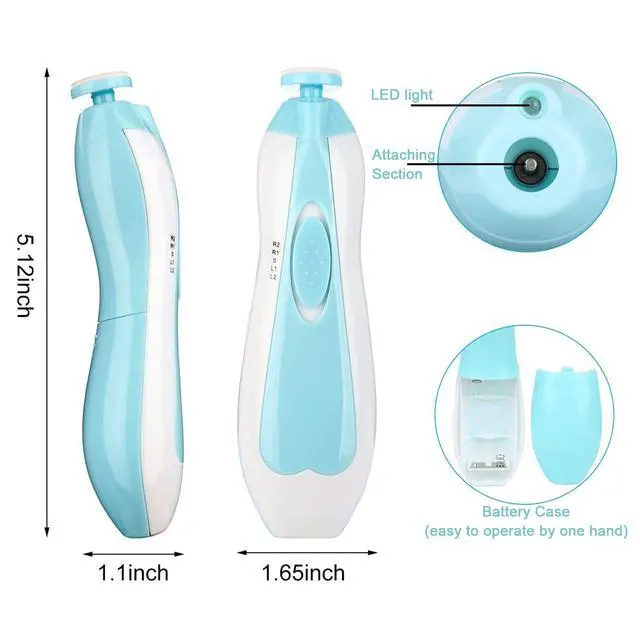 Alt view image 7 of 7 - Baby Nail File Clippers Electric: Baby Nail Trimmer Electric Kit Fingernails Toes Care Manicure 6-in-1 Set with LED Light Safe for Newborn Kids and Adult