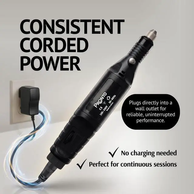 Alt view image 3 of 6 - Professional Corded Electric Nail Drill Machine Kit | Plug-in Nail Drill (E File) for Acrylic Nails, Gel Polish Removal, Shaping & Buffing with Drill Bits & Sanding Bands