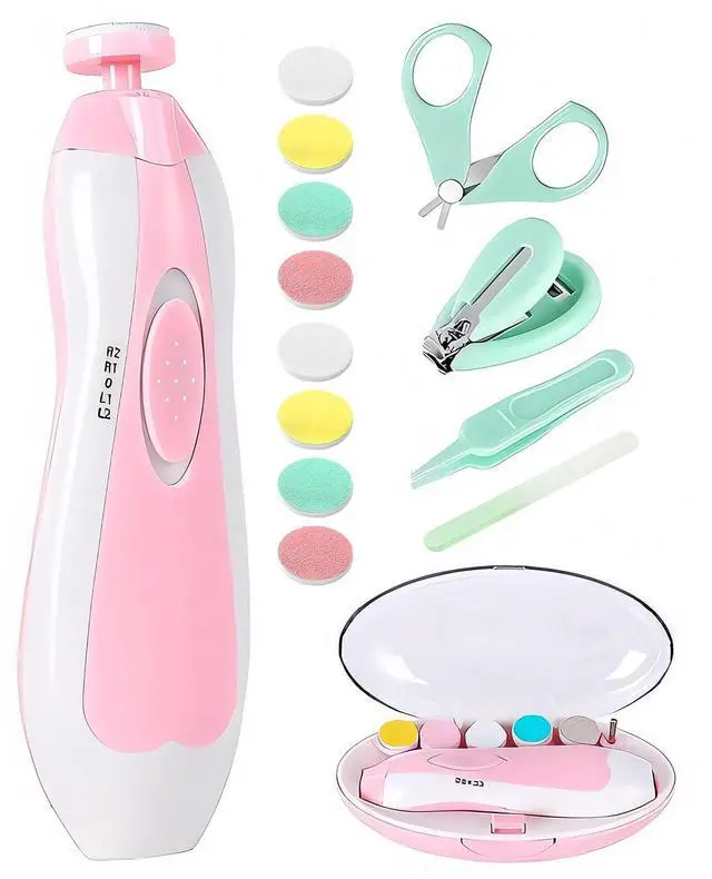 Main image of Baby Nail Trimmer Electric-12 in 1 Baby Nail Clippers Safe Baby Nail File Kit with a Nail Clipper, Scissor, Tweezers, and Nail Files
