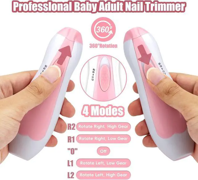 Alt view image 2 of 7 - Baby Nail Trimmer Electric-12 in 1 Baby Nail Clippers Safe Baby Nail File Kit with a Nail Clipper, Scissor, Tweezers, and Nail Files