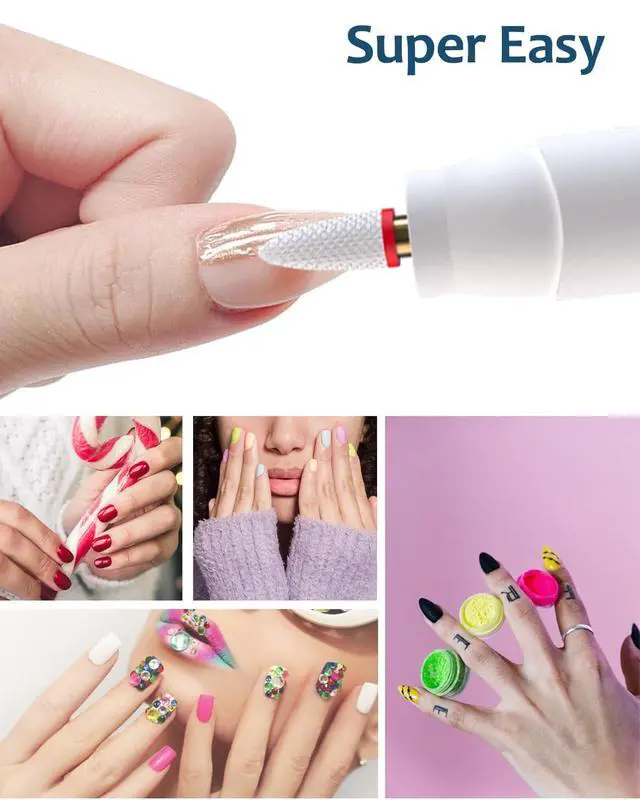 Alt view image 5 of 7 - Electric Nail Drill & Gel Polish Remover - 5-Speed Cordless Nail File Filer Grinder - Rechargeable Manicure Kit for Acrylic Gel Nails Cuticle Callus Remover - Electric Nail Drill Buffers for Women