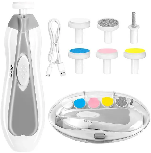 Main image of Baby Nail Trimmer Electric, 6 in 1 Rechargeable Baby Nail Clippers Manicure Set Grooming Kit for Toddler Infant or Adults (Grey)