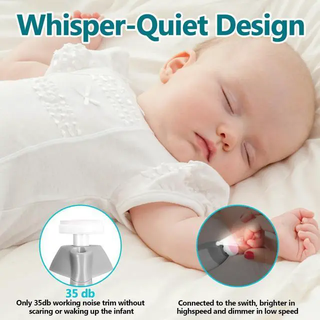 Alt view image 6 of 7 - Baby Nail Trimmer Electric, 6 in 1 Rechargeable Baby Nail Clippers Manicure Set Grooming Kit for Toddler Infant or Adults (Grey)