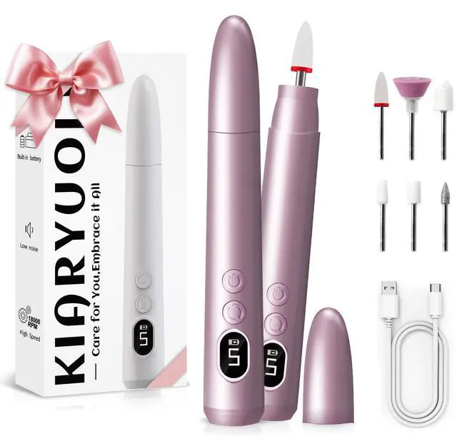 Main image of Cordless Electric Nail Drill Kit, Portable Rechargeable Nail Drill Set, Battery Electric Nail File, 5 Speeds Modes, LED Lighting, Reversible Direction, DIY, Professional (Purple)