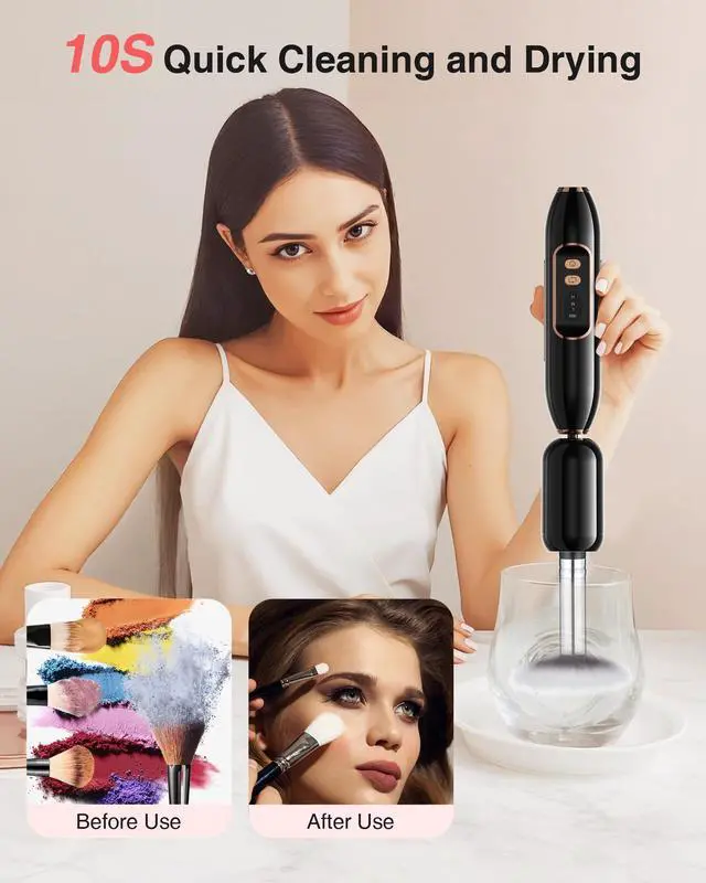 Alt view image 2 of 7 - 2-in-1 Nail Drill Electric Nail File with Makeup Brush Cleaner Machine (No Bowl), 1500 mAh Battery, Ultra Low Noise, Portable and Rechargeable for Travel & Home