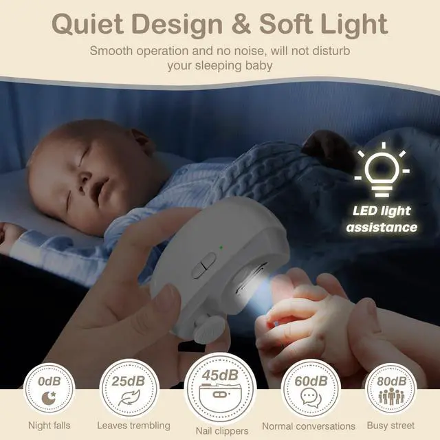 Alt view image 2 of 7 - Automatic Electric Nail Clipper Nail Trimmer Polisher 2 in 1 Portable Fingernail Cutter with Light 2 Speeds File Nail Clip Storage Rechargeable Safety Trimmer for Baby Kids Adults Seniors(M)