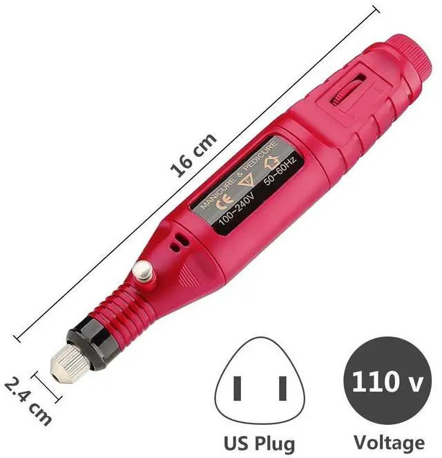 Alt view image 2 of 7 - Portable Electric Nail Drill Set Pen Sander Polish Machine Acrylic Gel Removal Manicure Filer Kit with 6 Nail Drill Bits Pedicure Efile Rotary Carver Nail Art Tools