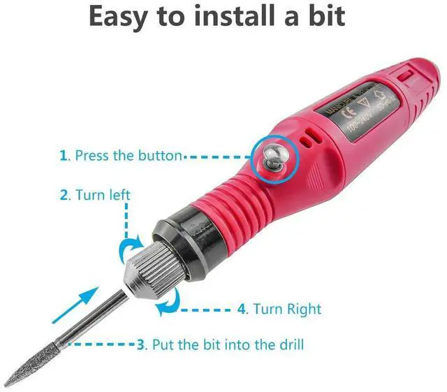 Alt view image 3 of 7 - Portable Electric Nail Drill Set Pen Sander Polish Machine Acrylic Gel Removal Manicure Filer Kit with 6 Nail Drill Bits Pedicure Efile Rotary Carver Nail Art Tools