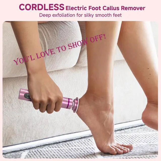 Alt view image 2 of 7 - Electric Foot Nail File Cordless, 2 in 1 Wireless Dermave Electric Foot Callus Remover, Adjustable 9 Speed Rechargeable Pedicure Foot Filer Tool w/Sandpaper Discs & Nail Drill Bits,Digital Display