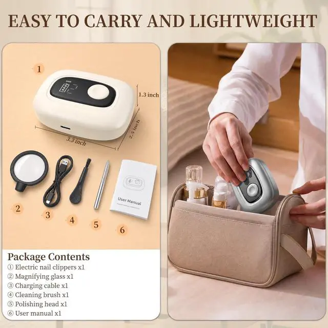Alt view image 7 of 7 - Electric Nail Clipper Adjustable Width, LED Light, Smart Nail File,Black