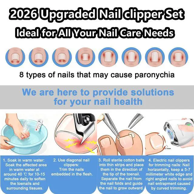 Alt view image 3 of 7 - Electric Nail Clipper, 2026 NEW Improved Nail Clippers Set, Includes an Automatic 4-in-1 Nail Clippers (with LED Light & Storage Box), an Oblique Nail Clippers, Ideal for All Your Nail Care Needs