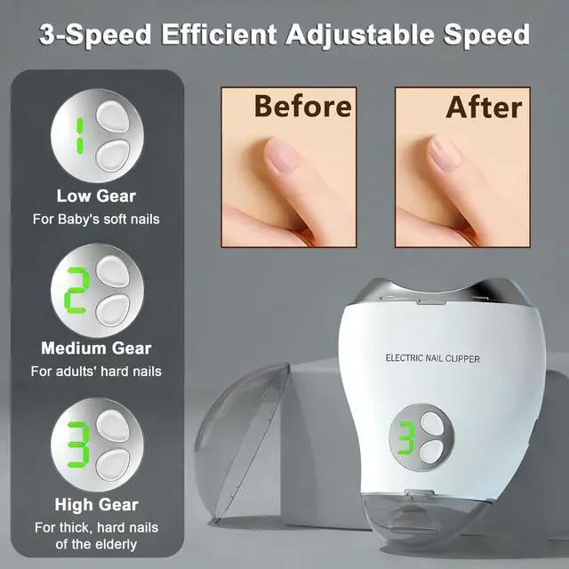 Alt view image 4 of 7 - Electric Nail Clipper, 2026 NEW Improved Nail Clippers Set, Includes an Automatic 4-in-1 Nail Clippers (with LED Light & Storage Box), an Oblique Nail Clippers, Ideal for All Your Nail Care Needs