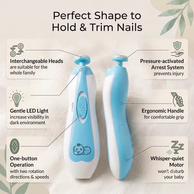 Alt view image 5 of 7 - Upgraded 21 in 1 Baby Nail Trimmer with Labeled Case, 13 Extra Replacement Pads, Safe Electric Baby Nail File Kit for Newborns & Toddlers, Whisper Quiet Nail Clipper with LED Light (Blue)