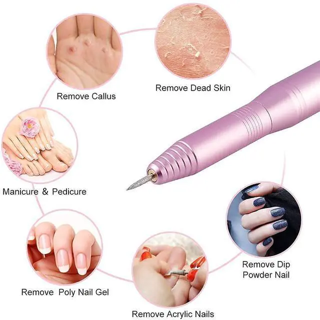 Alt view image 5 of 7 - Portable Electric Nail Drill Machine, Professional 20000 RPM USB Manicure Pedicure Drills for Acrylic Nails Gel Polishing Shape Tools
