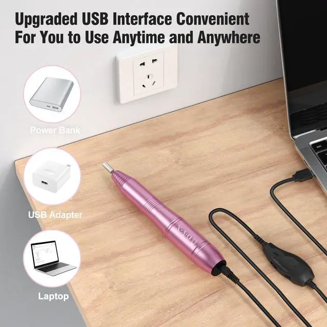 Alt view image 6 of 7 - Portable Electric Nail Drill Machine, Professional 20000 RPM USB Manicure Pedicure Drills for Acrylic Nails Gel Polishing Shape Tools