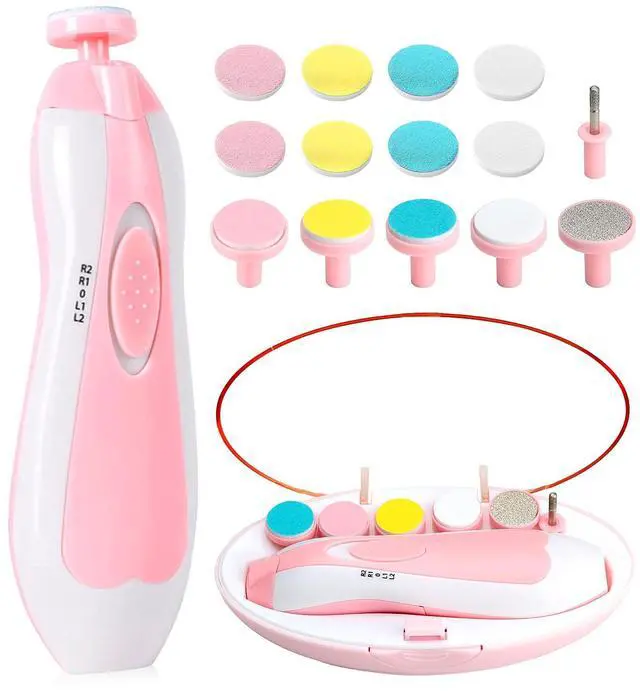 Main image of Baby Nail Trimmer Electric-6 in 1 Baby Nail File Clippers Infant Grooming Kit Manicure Set for Toddler or Adults, Pink