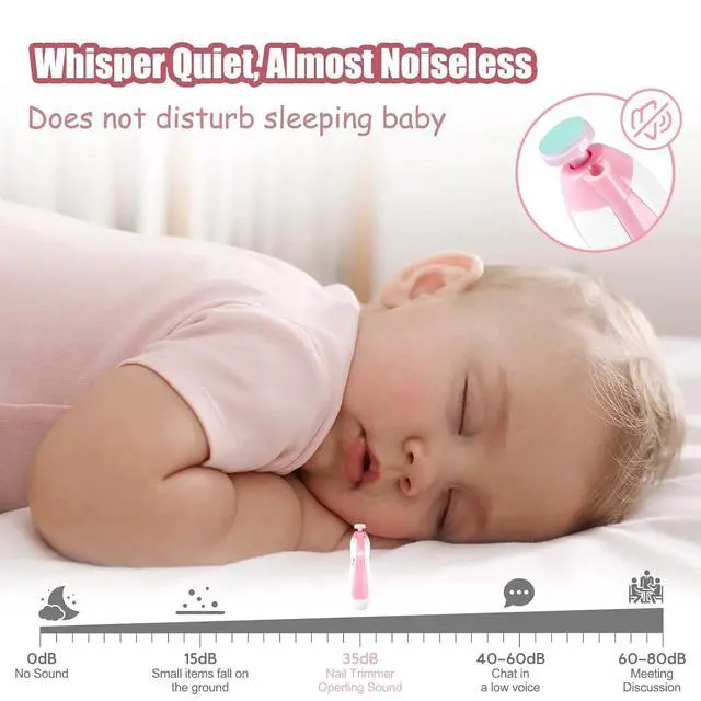 Alt view image 6 of 7 - Baby Nail Trimmer Electric-6 in 1 Baby Nail File Clippers Infant Grooming Kit Manicure Set for Toddler or Adults, Pink