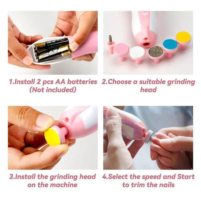 Alt view image 7 of 7 - Baby Nail Trimmer Electric-6 in 1 Baby Nail File Clippers Infant Grooming Kit Manicure Set for Toddler or Adults, Pink