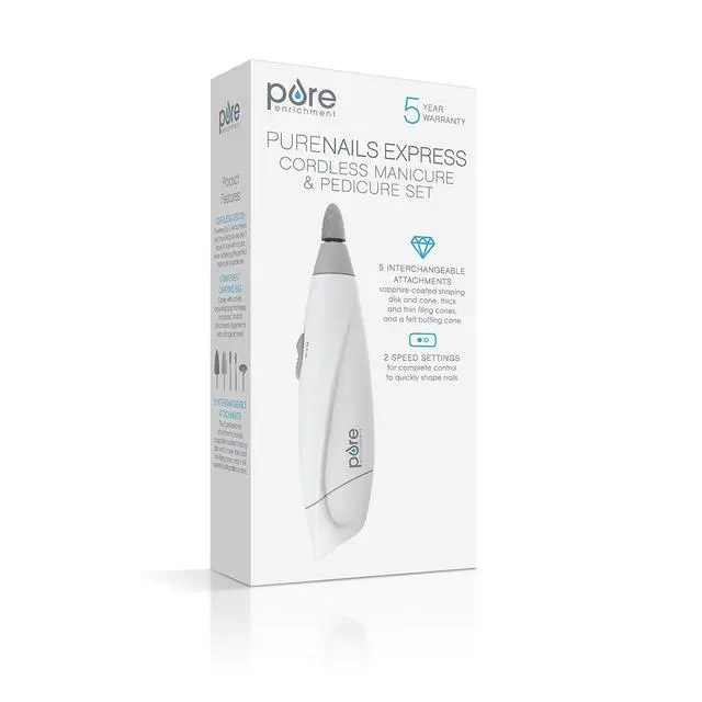 Alt view image 5 of 7 - Express Cordless Manicure and Pedicure System, Portable, Battery Powered Nail File with 5 Interchangeable Attachments, 2 Speeds and Storage Bag for Travel & Home