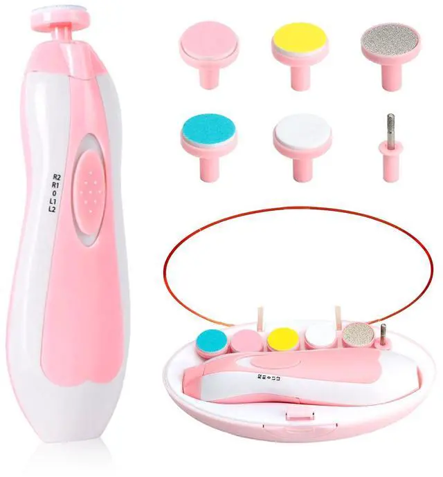 Main image of Baby Nail Trimmer File with Light - Safe Electric Nail Clippers Kit for Newborn Infant Toddler Kids Toes and Fingernails - Care, Polish and Trim - Battery Operated (AA), Pink
