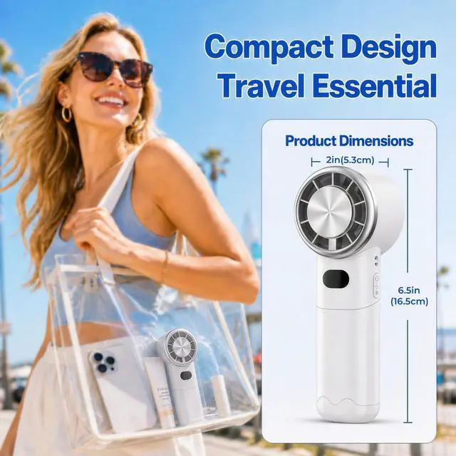 Alt view image 5 of 7 - Handheld Fan, Portable Fan with 1-199 Adjustable Speed, Turbo Strong Airflow Hand Fan, USB-C Rechargeable 3600mAh Foldable Personal Fan for Travel Outdoor Concert Makeup