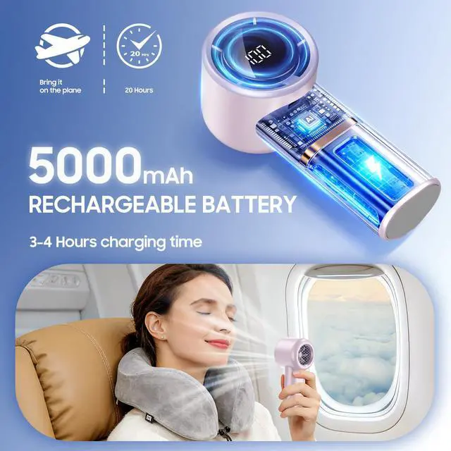 Alt view image 4 of 7 - Portable Handheld Turbo Fan with Powerful Cooling(Pink)