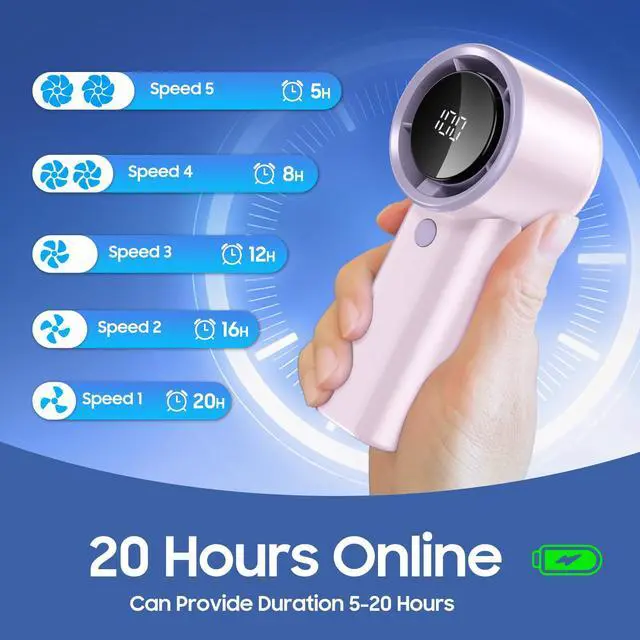 Alt view image 3 of 7 - Portable Handheld Turbo Fan with Powerful Cooling(Pink)