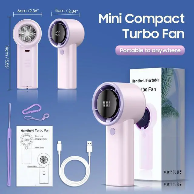 Alt view image 7 of 7 - Portable Handheld Turbo Fan with Powerful Cooling(Pink)