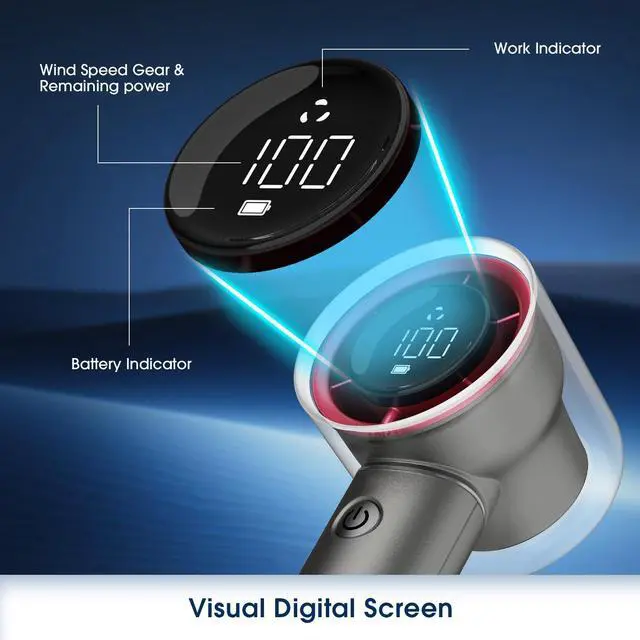 Alt view image 5 of 7 - 1-100 Speed Portable Handheld Turbo Fan, 15000RPMUltra High-speed,Personal Hand Held Travel Fans,5000mAh Battery Rechargeable Mini Fans,Digital Display,Small Pocket Fan for Summer Essential Gift