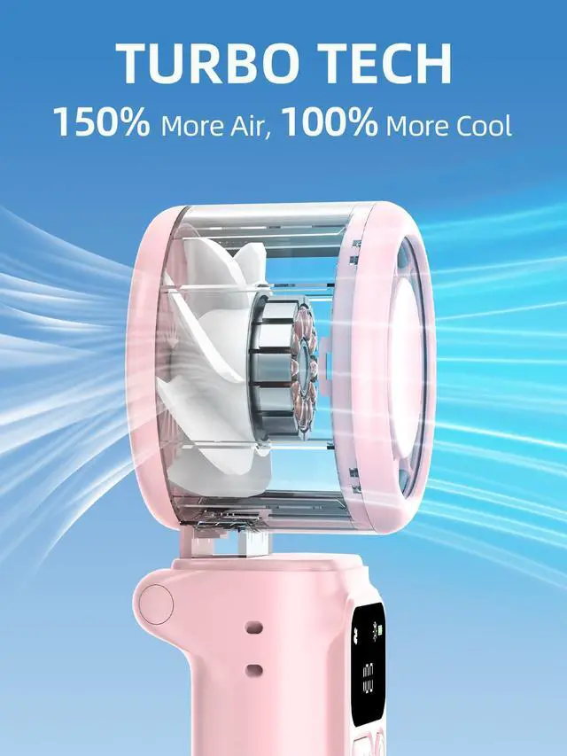 Alt view image 2 of 7 - Portable Handheld Turbo Fan, 199 Stepless Speeds, 4000mAh USB Rechargeable