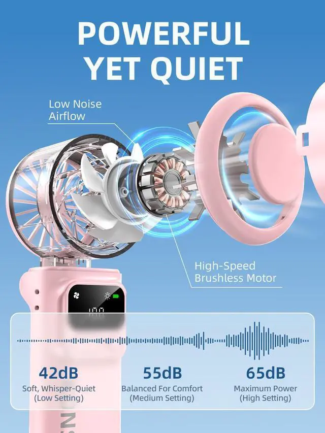 Alt view image 3 of 7 - Portable Handheld Turbo Fan, 199 Stepless Speeds, 4000mAh USB Rechargeable