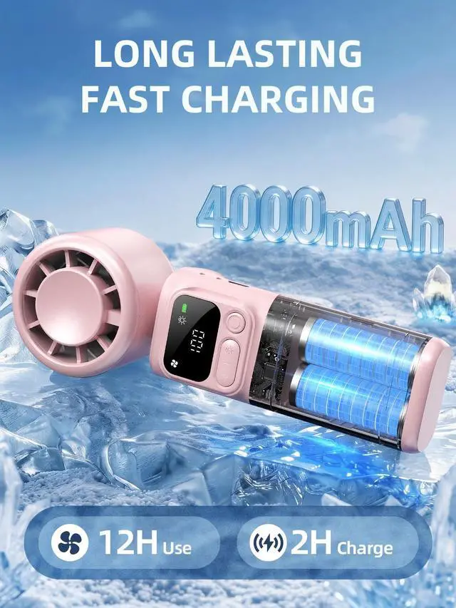 Alt view image 4 of 7 - Portable Handheld Turbo Fan, 199 Stepless Speeds, 4000mAh USB Rechargeable
