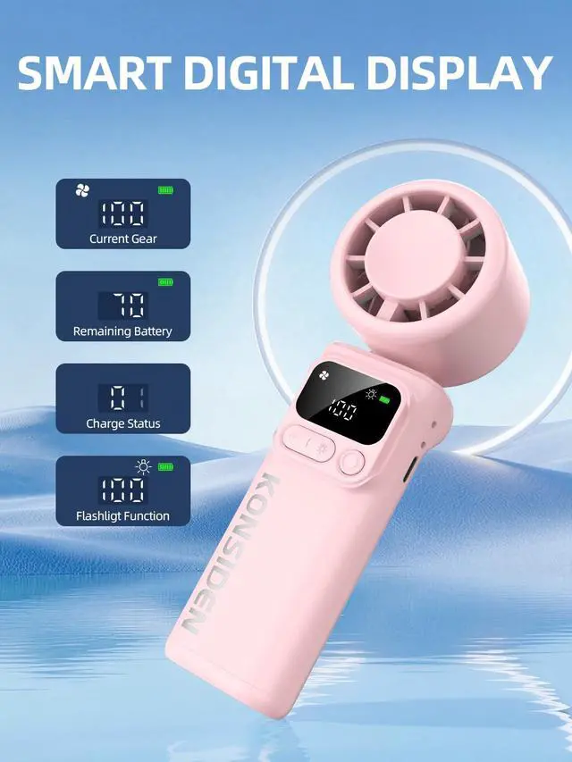 Alt view image 5 of 7 - Portable Handheld Turbo Fan, 199 Stepless Speeds, 4000mAh USB Rechargeable