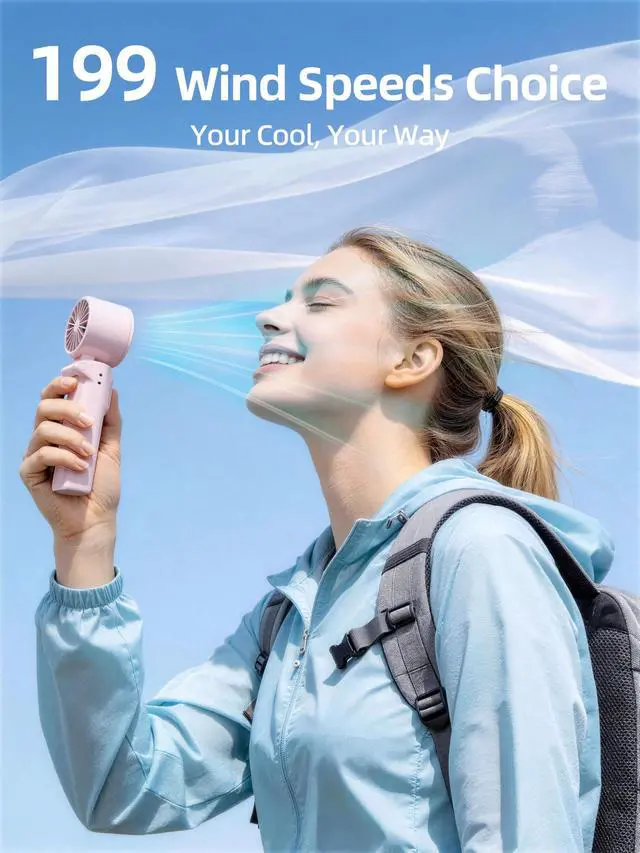 Alt view image 6 of 7 - Portable Handheld Turbo Fan, 199 Stepless Speeds, 4000mAh USB Rechargeable
