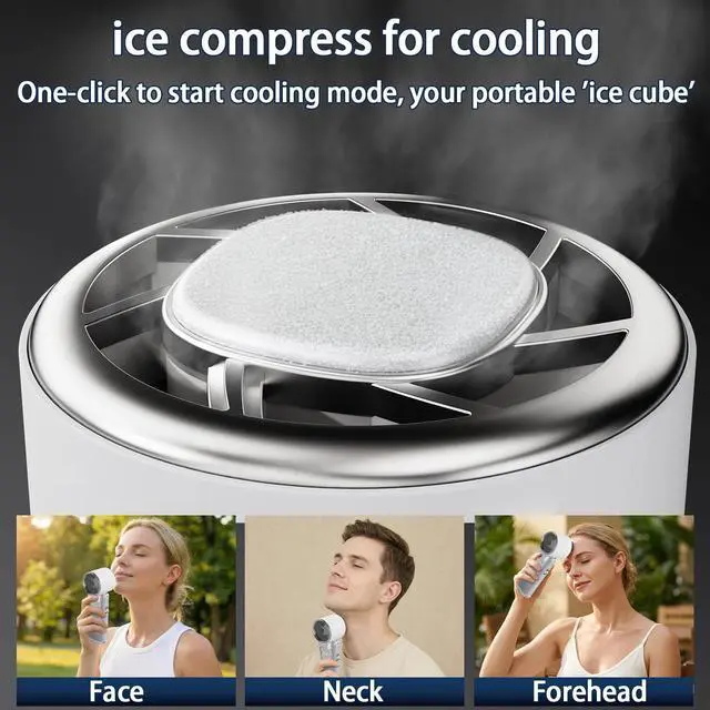 Alt view image 5 of 7 - 9000mAh Handheld Fan, Rechargeable Portable Fan with Power Bank Function