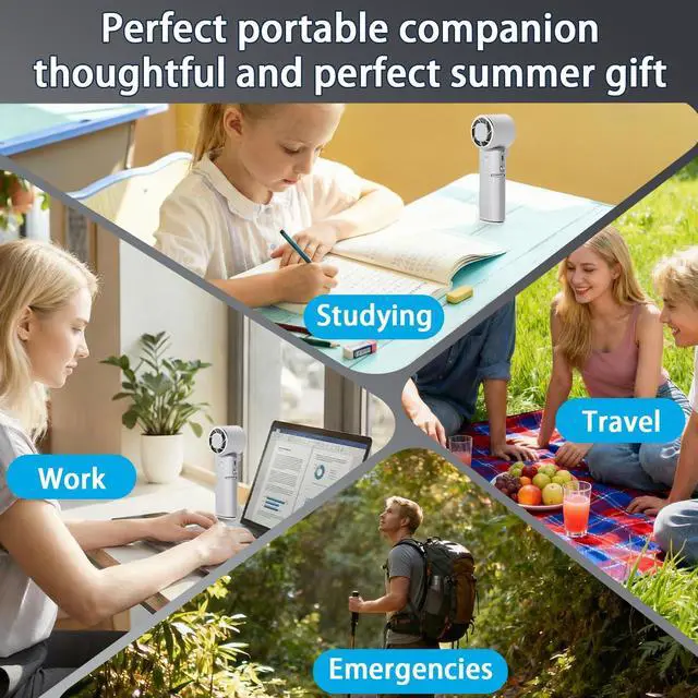 Alt view image 7 of 7 - 9000mAh Handheld Fan, Rechargeable Portable Fan with Power Bank Function