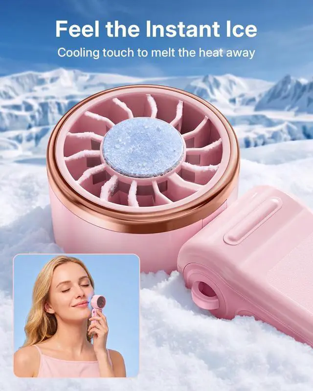 Alt view image 3 of 7 - Mini Portable Fan with Ice Cooling, Lightweight Handheld Pocket Turbo Fan Rechargeable, 3 Speed, Foldable Personal Hand Fan for Travel, Beach Vacation, Women Girls (Pink)
