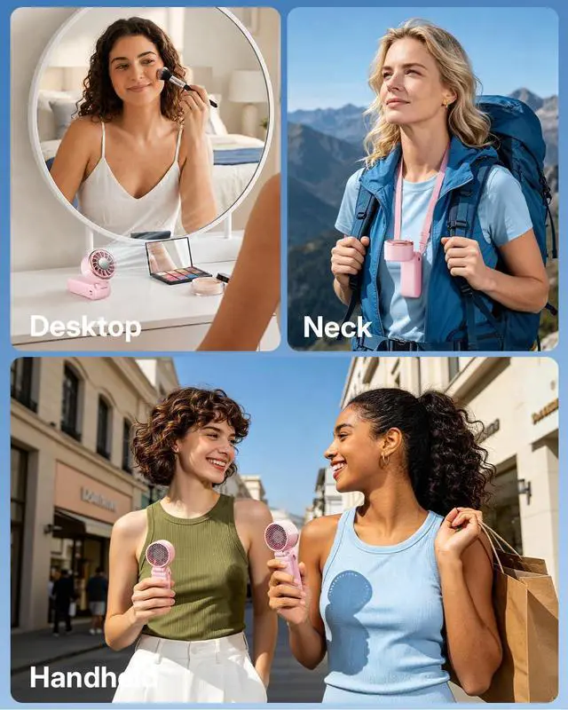 Alt view image 6 of 7 - Mini Portable Fan with Ice Cooling, Lightweight Handheld Pocket Turbo Fan Rechargeable, 3 Speed, Foldable Personal Hand Fan for Travel, Beach Vacation, Women Girls (Pink)