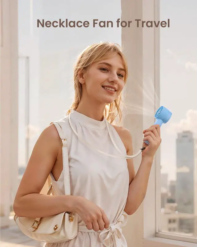 Alt view image 6 of 7 - Portable Mini Handheld Turbo 4 Speed High Velocity Personal Fan, Max 16H Cooling Time, Rechargeable Purse Fan, Travel Essentials Must Haves for Vacation/Beach/Trip, Light Blue