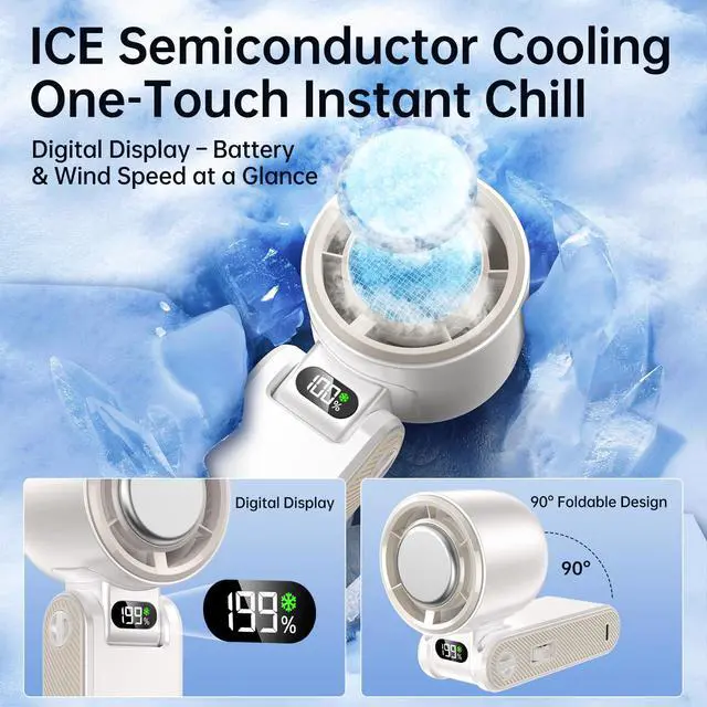 Alt view image 4 of 7 - Pro Handheld Portable fan with Turbo Cooling 199-Speed 5500mAh