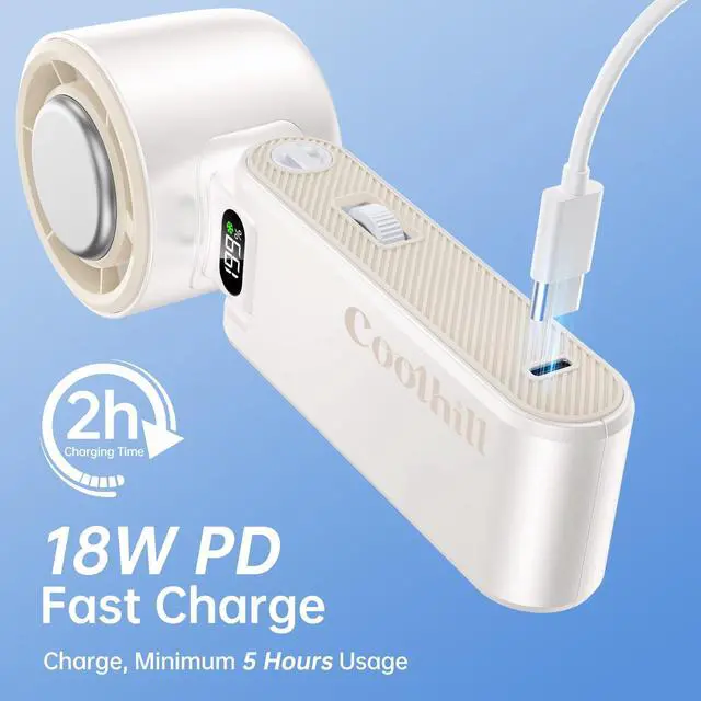 Alt view image 7 of 7 - Pro Handheld Portable fan with Turbo Cooling 199-Speed 5500mAh